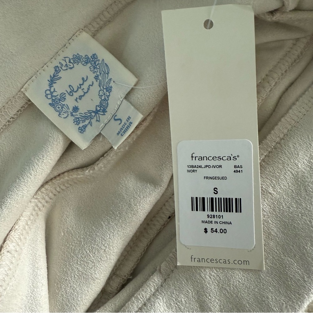 Francesca’s Blue Rain Fringe Faux Suede Skirt - Picture 6 of 7